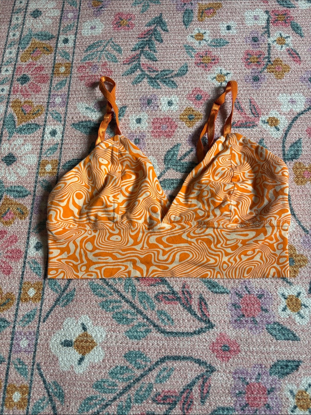 Women's Orange Swirl Bralette Top